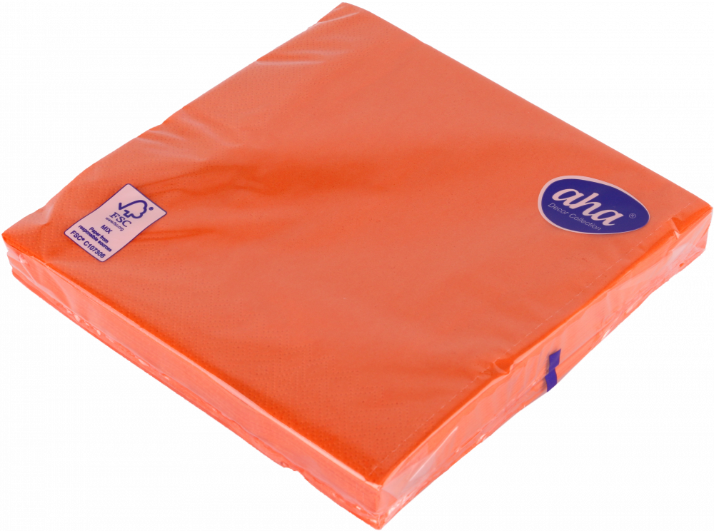 Serwetki stołowe A-ha, 3-warstwowe, 33x33cm, 20 sztuk, pomarańczowy