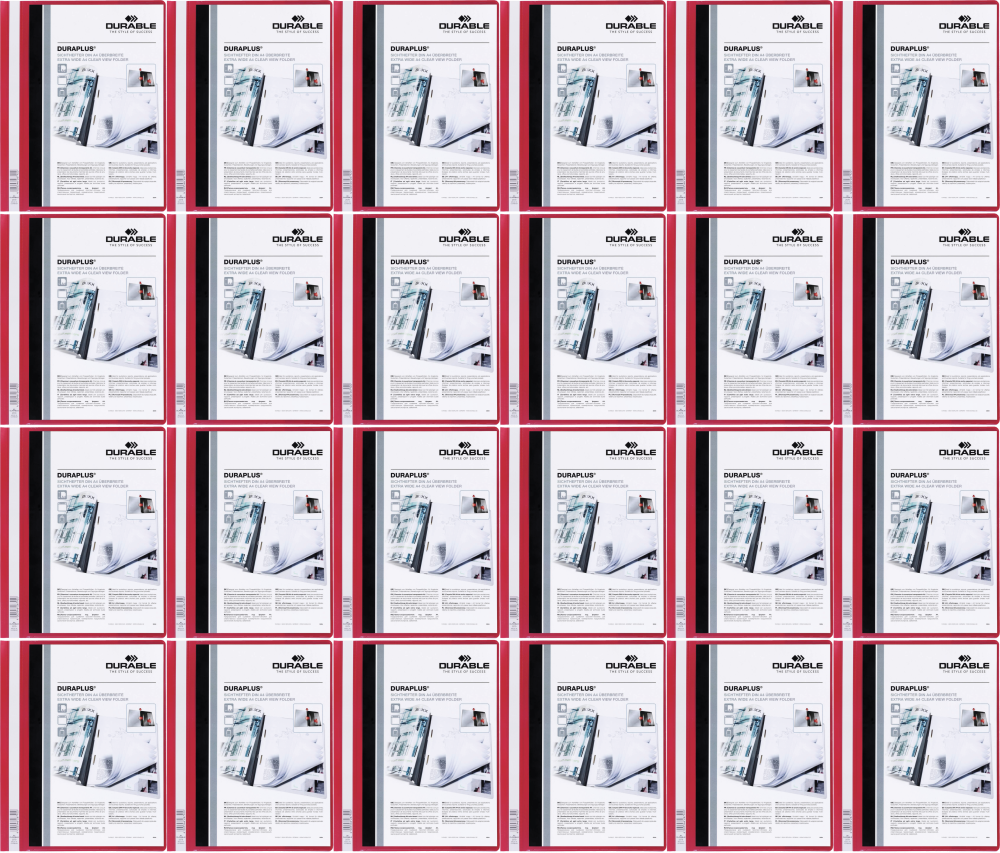 24x Skoroszyt plastikowy Duraplus Durable, A4, prezentacyjny, czerwony