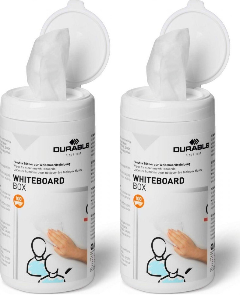 2x Chusteczki czyszczące do tablic Durable Whiteboard Box, 100 sztuk