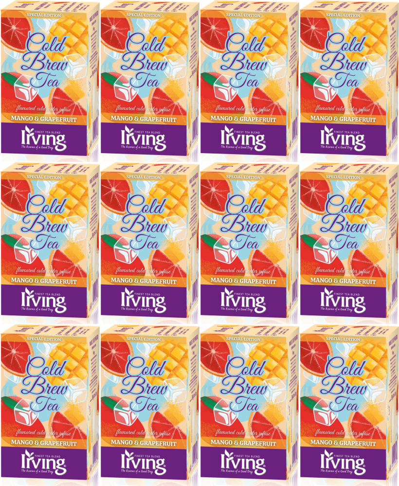 12x Herbata owocowo-ziołowa w kopertach Irving Cold Brew Tea, na zimno, mango i grejpfrut, 20 sztuk x 1.8g