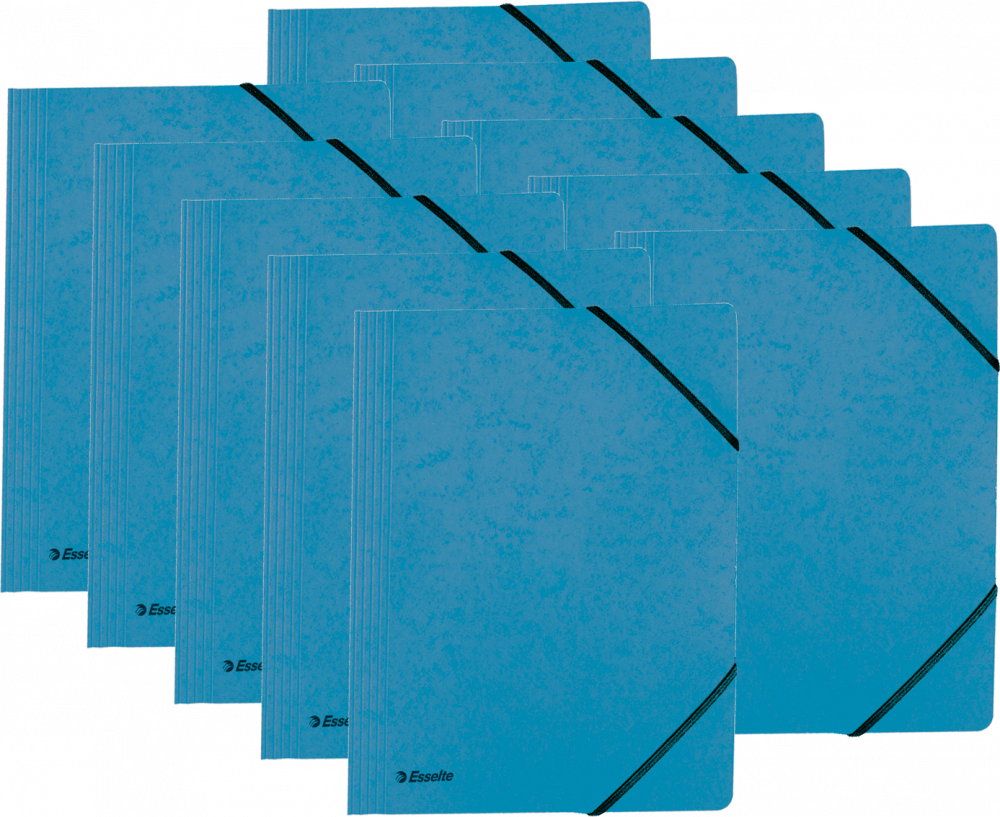 10x Teczka preszpanowa z narożną gumką Esselte, A4, 330g/m2, 4mm, niebieski