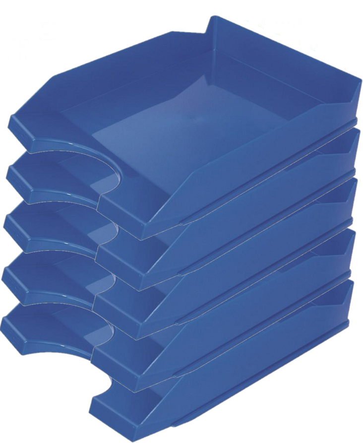 5x półka na dokumenty na biurko Office Products, A4, plastikowa, niebieski