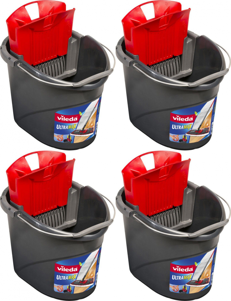 4x Wiadro z wyciskarką Vileda Ultramax, 13l, szary