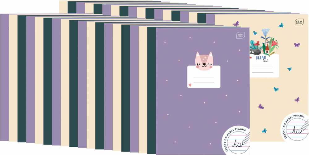 40x Zeszyt w wąskie kolorowe linie Interdruk UV Girls, A4, 32 kartki, mix wzorów