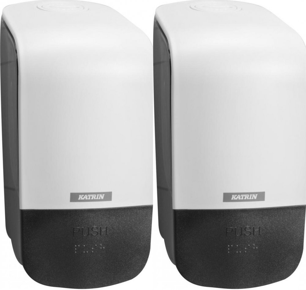 2x Dozownik do mydła w płynie i w pianie Katrin Inclusive, 20.4x10x12.5cm, 500ml, biały