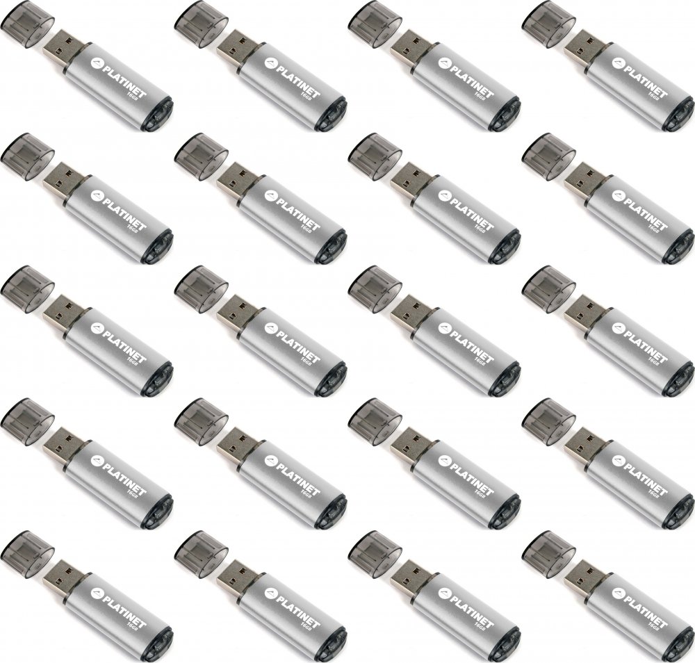 20x Pendrive aluminiowy Platinet X-Depo, 16GB, USB 2.0, srebrny