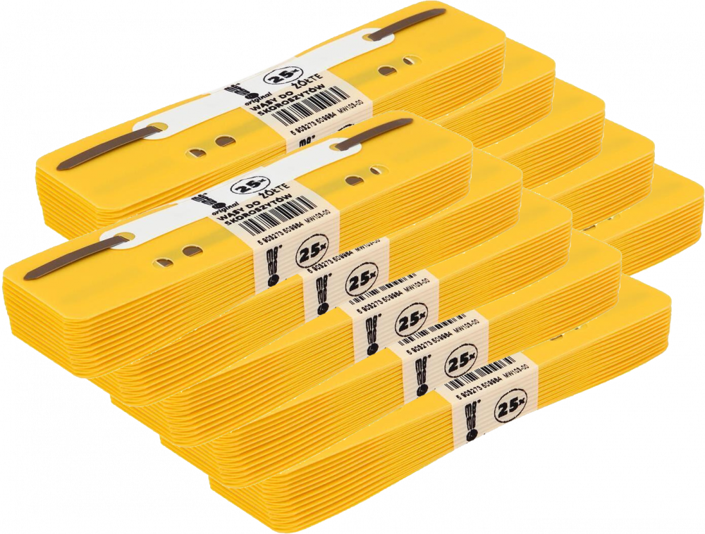 10x Wąsy skoroszytowe MemoBe, 25 sztuk, żółty