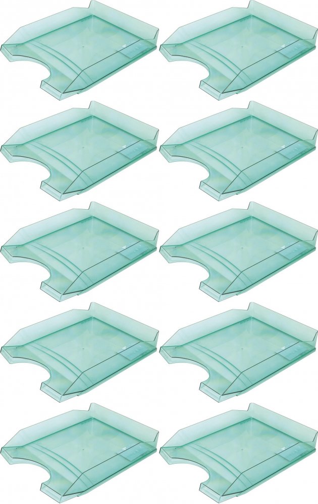 10x Półka na dokumenty na biurko Office Products, A4, plastikowa, transparentny zielony