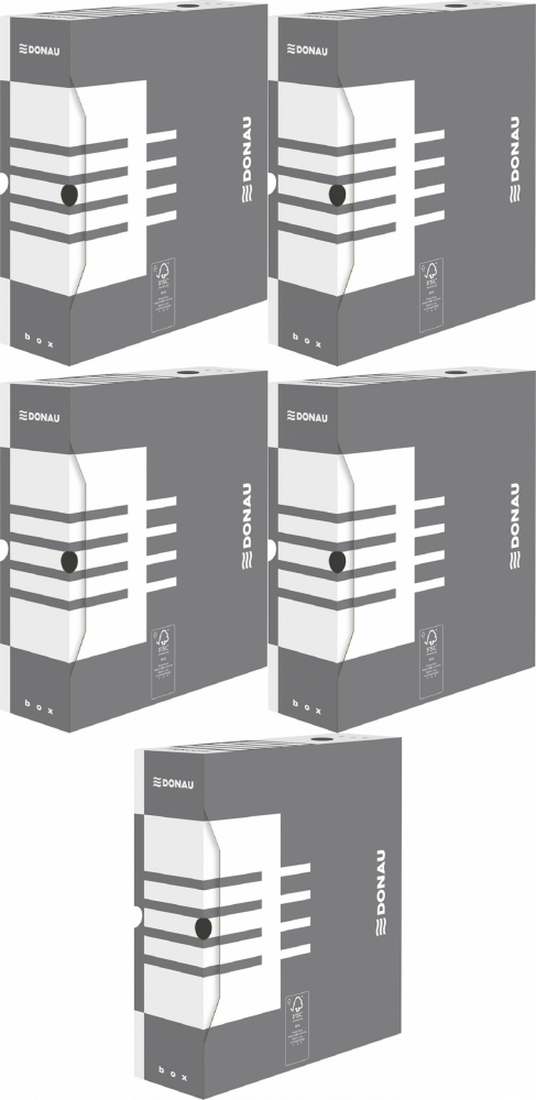 5x Pudło archiwizacyjne Donau, 80mm, szary