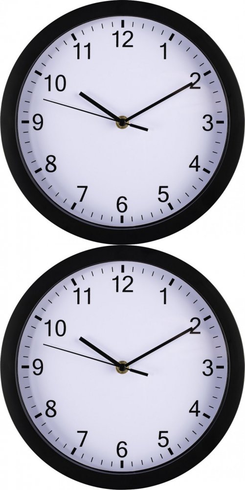2x Zegar ścienny Hama Elba, 25cm, tarcza kolor biały, rama kolor czarny