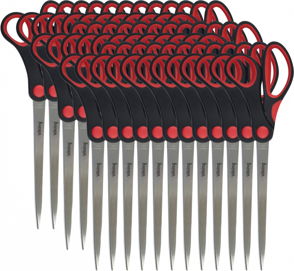 36x Nożyczki biurowe Viking, 26cm, czarno - czerwony