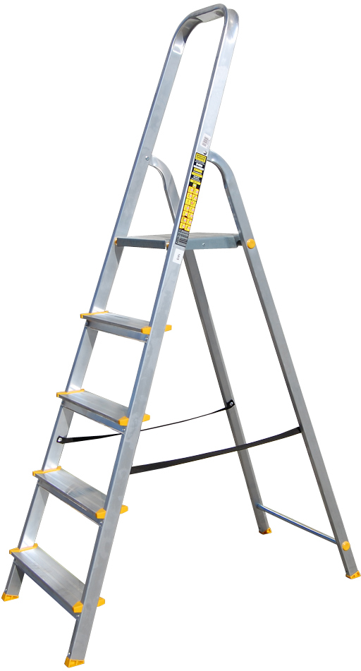 Drabina z podestem 4-stopniowa Bayersystem, srebrny