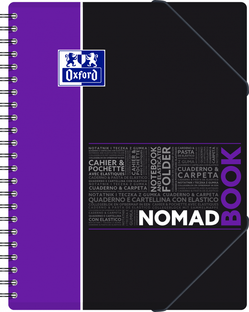 Kołonotatnik Oxford Student Nomadbook, A4+, w linię, 80 kartek, okładka PP, mix wzorów