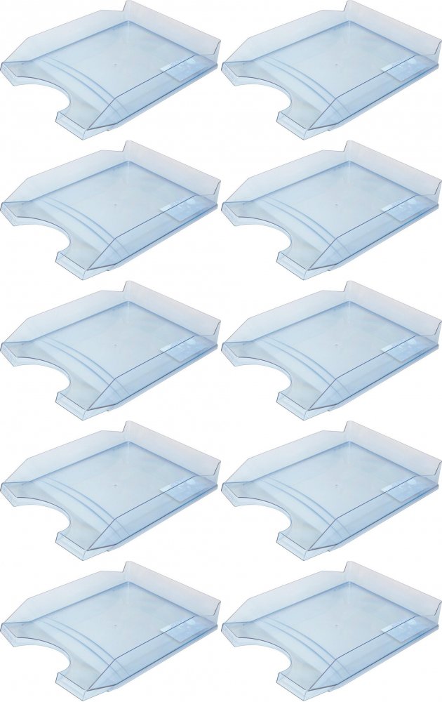 10x Półka na dokumenty na biurko Office Products, A4, plastikowa, transparentny niebieski