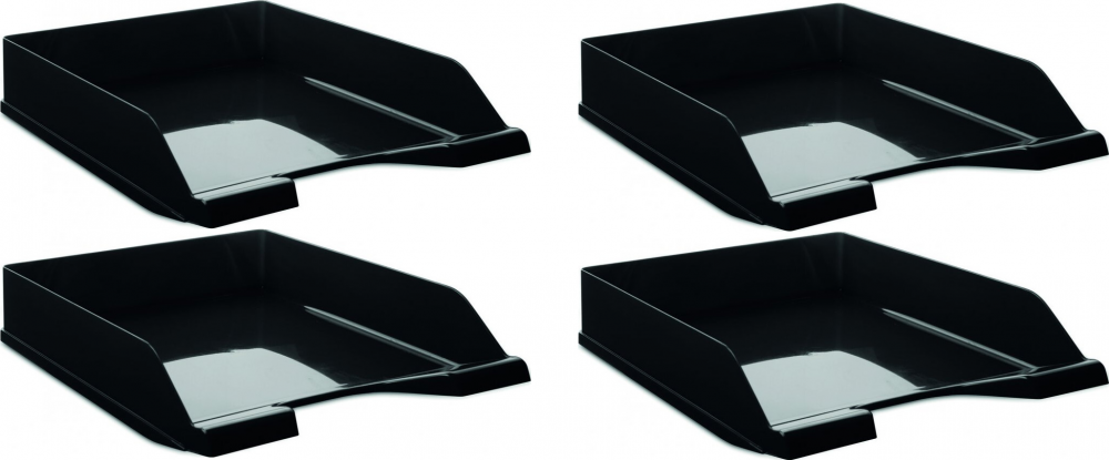 4x Półka na dokumenty Donau Standard, A4, plastikowa, czarny