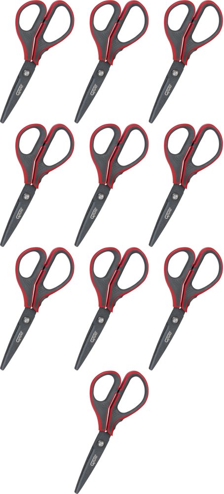 10x Nożyczki biurowe Grand GR-8700, teflonowe, 17.5cm, szaro-czerwony