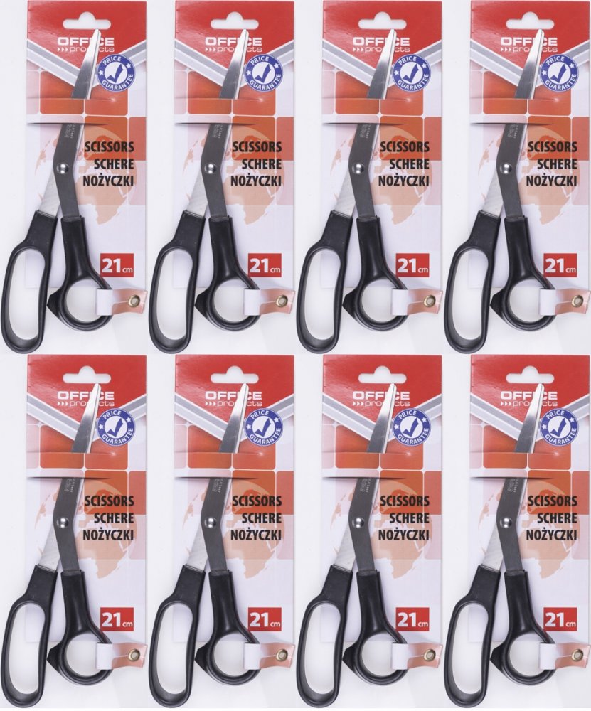 8x Nożyczki biurowe Office Products, klasyczne, 21cm, czarny