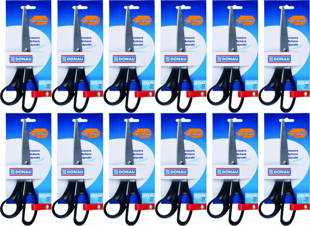 12x Nożyczki biurowe Donau, dla leworęcznych, 20.5cm, czarny