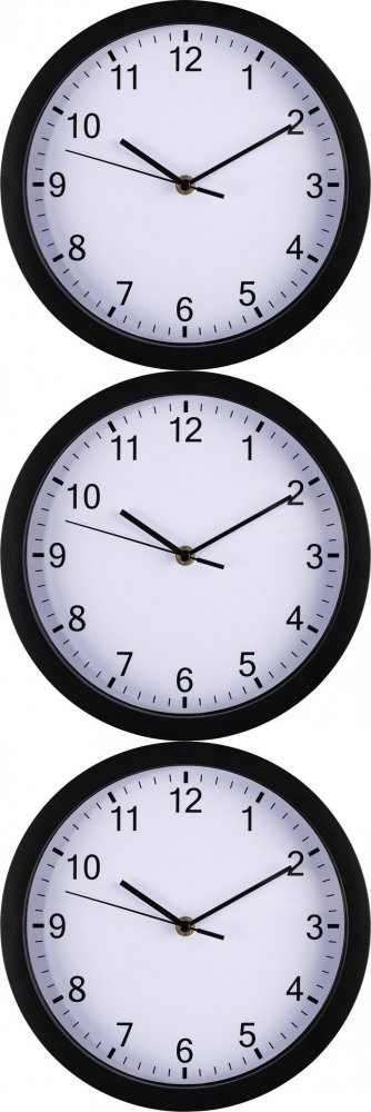 3x Zegar ścienny Hama Elba, 25cm, tarcza kolor biały, rama kolor czarny