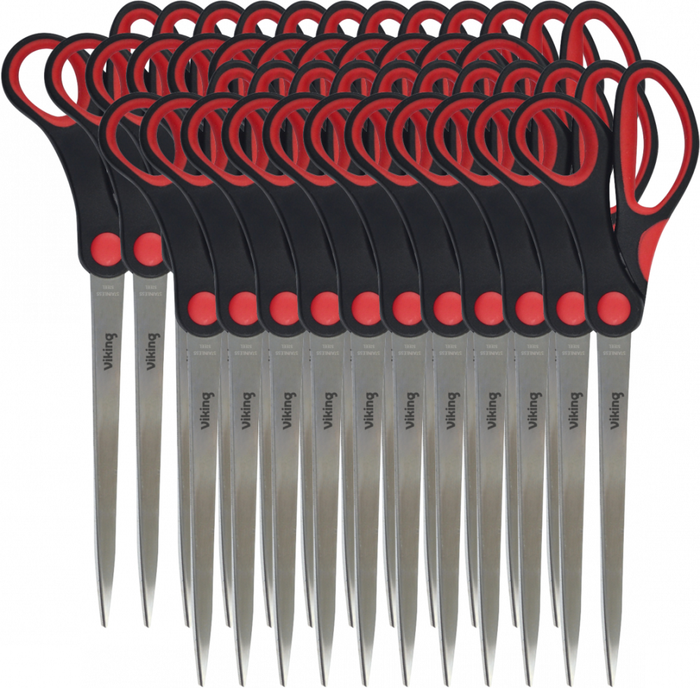 24x Nożyczki biurowe Viking, 26cm, czarno - czerwony