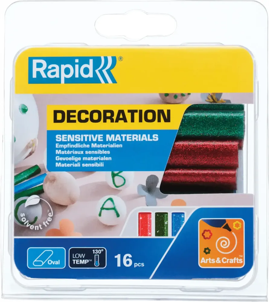 Wkład klejowy w sztyfcie Rapid, do pistoletu EG130, owalny, 16 sztuk, 125g, mix kolorów brokatowych