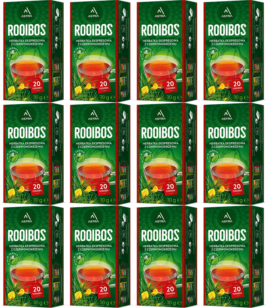 12x Herbata Rooibos w torebkach Astra, 20 sztuk x 1.5g