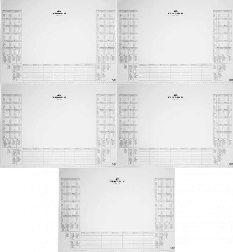 5x Wkład z kalendarzem na rok 2026/2027 Durable, do podkładu na biurko 41x57cm