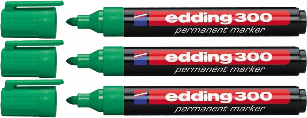 3x Marker permanentny edding 300, okrągła, 1.5-3mm, zielony