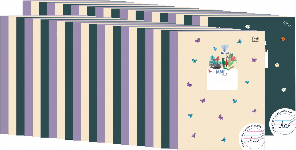 50x Zeszyt w wąskie kolorowe linie Interdruk UV Girls, A4, 32 kartki, mix wzorów