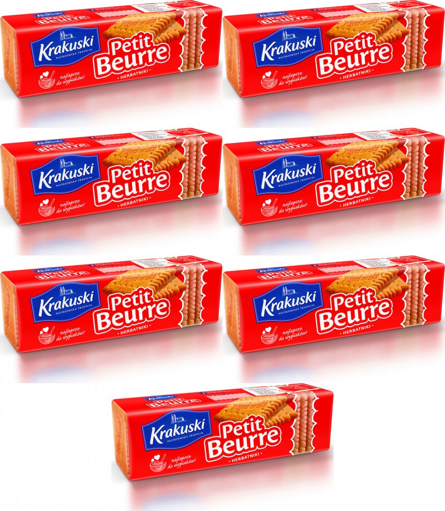 7x Herbatniki Krakuski Petit Beurre, kruche, maślany, 220g
