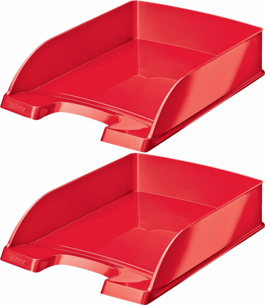 2x Półka na dokumenty Leitz Plus Wow, A4, plastikowa, czerwony