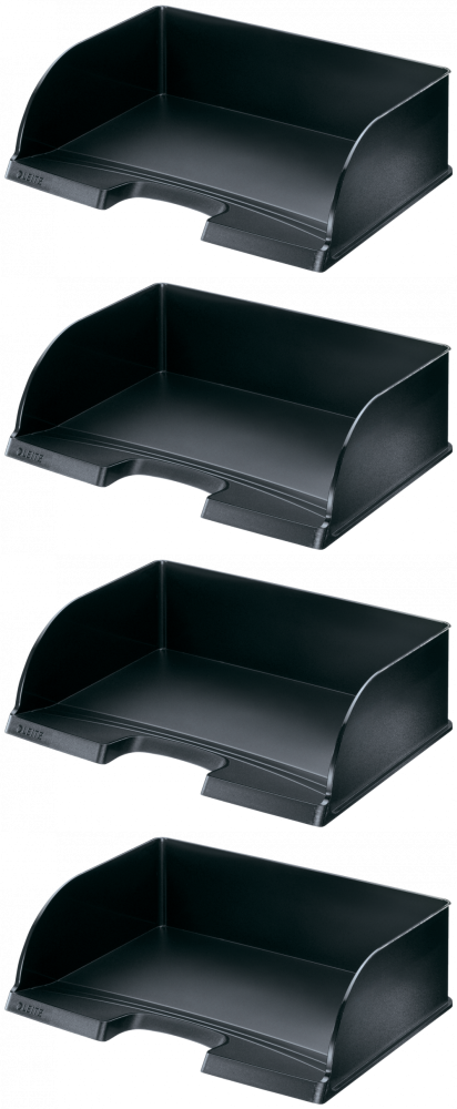 4x Półka na dokumenty Leitz Jumbo, A4, plastikowa, czarny