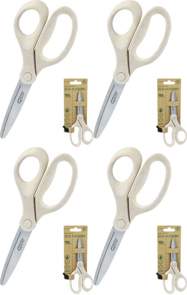 4x Nożyczki biurowe Grand GR-2675 ECO, 17cm, beżowy