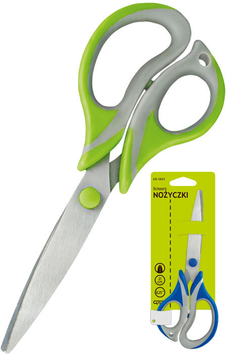 Nożyczki biurowe Grand Soft GR-5825, 21cm, szaro- zielony