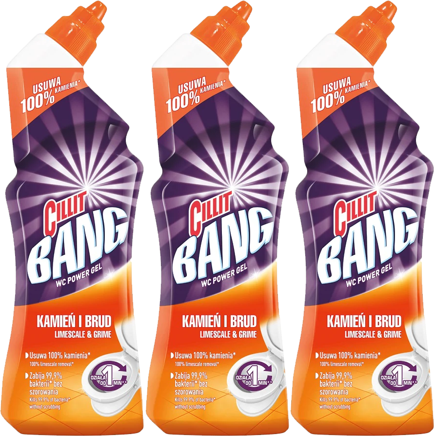 3x Żel do toalet Cillit Bang Kamień i brud, 750ml
