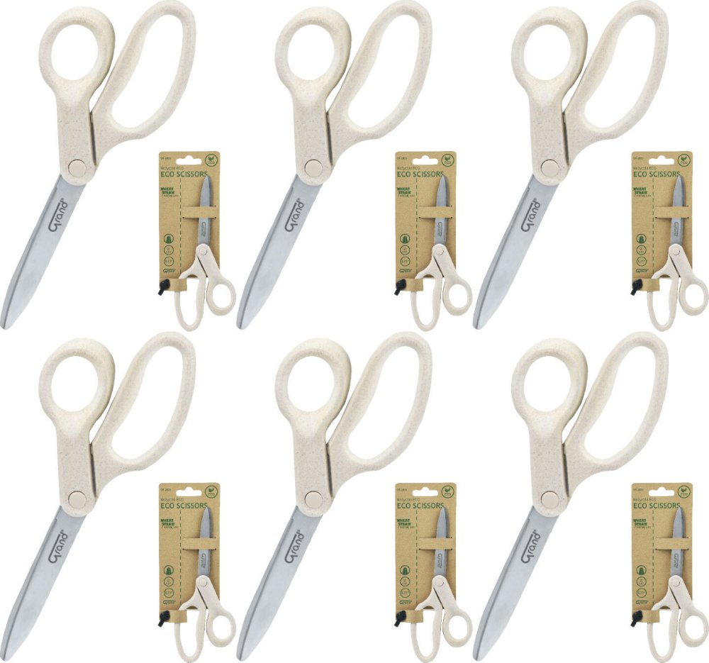 6x Nożyczki biurowe Grand GR-2825 ECO, 21cm, beżowy
