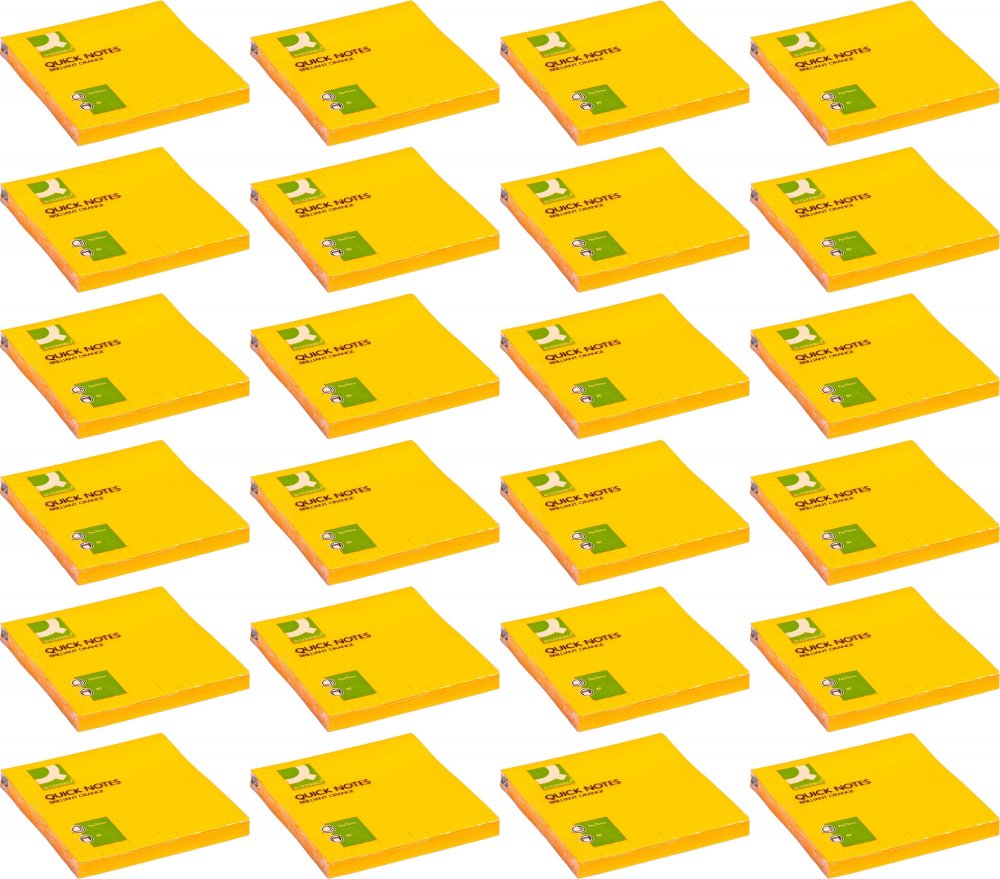 24x Karteczki samoprzylepne Q-connect Brilliant, 76x76mm, 80 karteczek, pomarańczowy neonowy