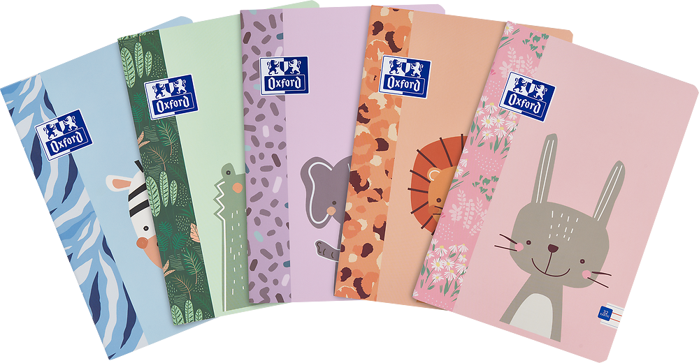5x Zeszyt w wąskie kolorowe linie Oxford Kids, A5, miękka oprawa, 32 kartki, mix wzorów