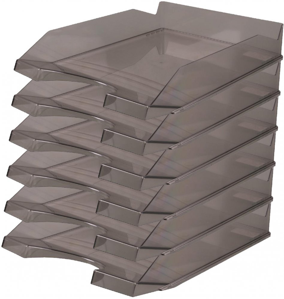 6x Półka na dokumenty na biurko Office Products, A4, plastikowa, dymny