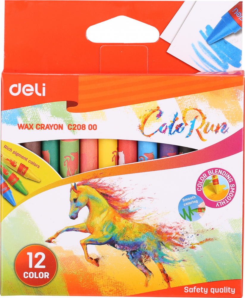 Kredki świecowe Deli Colorun EC20800, 12 sztuk, mix kolorów