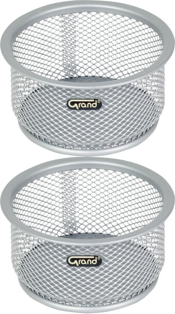 2x Pojemnik na spinacze Grand GR-010S, metalowy (druciany), srebrny