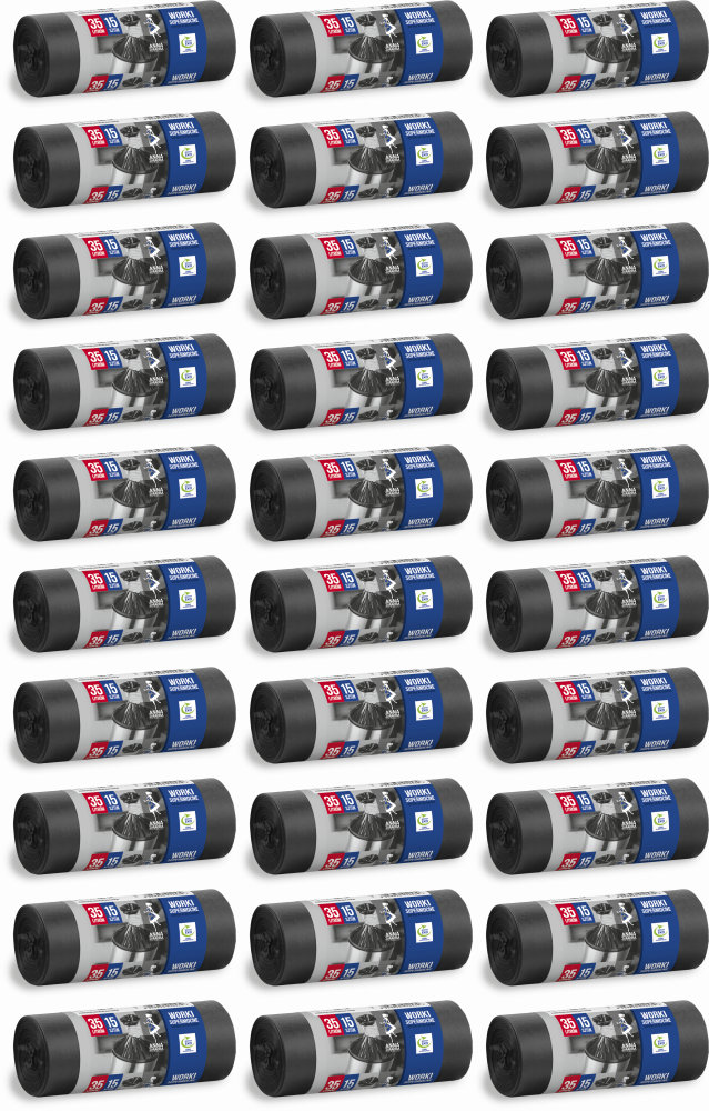 48x Worki na śmieci Anna Zaradna, supermocne, na odpady zmieszane, 35l, 15 sztuk, czarny