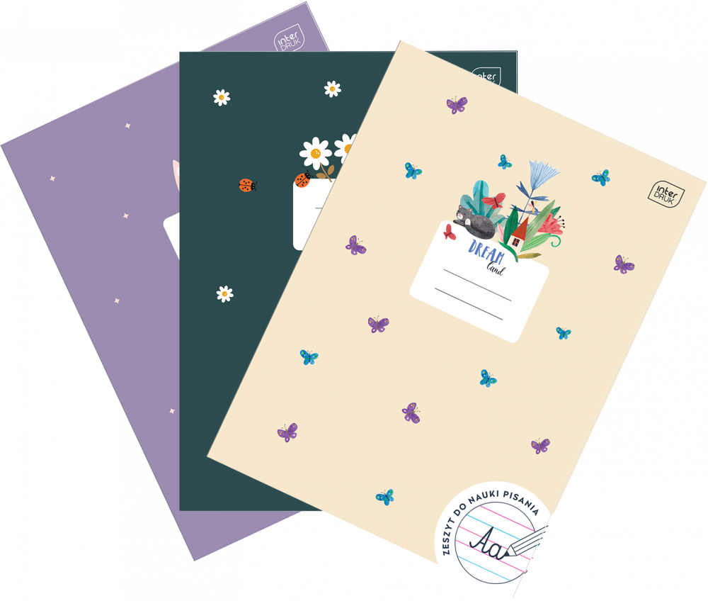 3x Zeszyt w wąskie kolorowe linie Interdruk UV Girls, A4, 32 kartki, mix wzorów