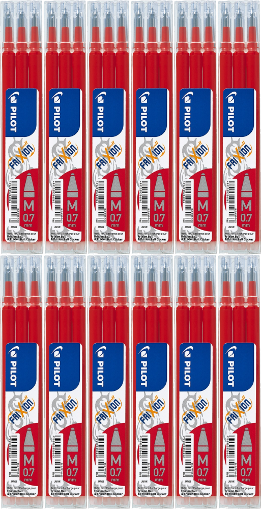 12x Wkład do wymazywalnego pióra kulkowego Pilot, Frixion, 0.7mm, 3 sztuki, czerwony