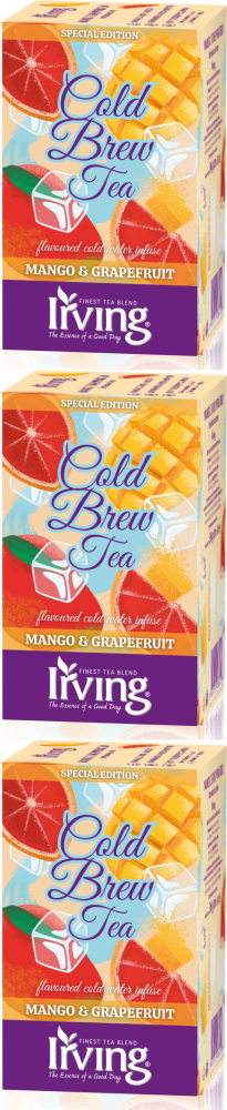 3x Herbata owocowo-ziołowa w kopertach Irving Cold Brew Tea, na zimno, mango i grejpfrut, 20 sztuk x 1.8g