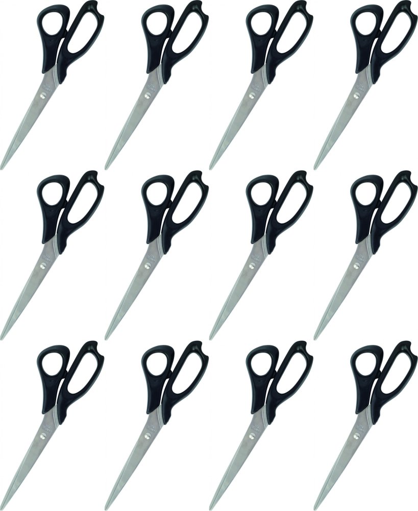 12x Nożyczki biurowe Grand, ostre, 21.5cm, czarny