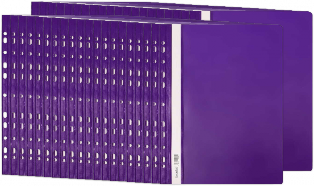 40x Skoroszyt plastikowy oczkowy Biurfol, twardy, A4, do 200 kartek, fioletowy