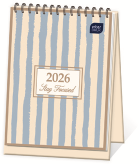 Kalendarz na biurko 2026, Interdruk, pionowy, 30x21cm, tygodniowy, Paski