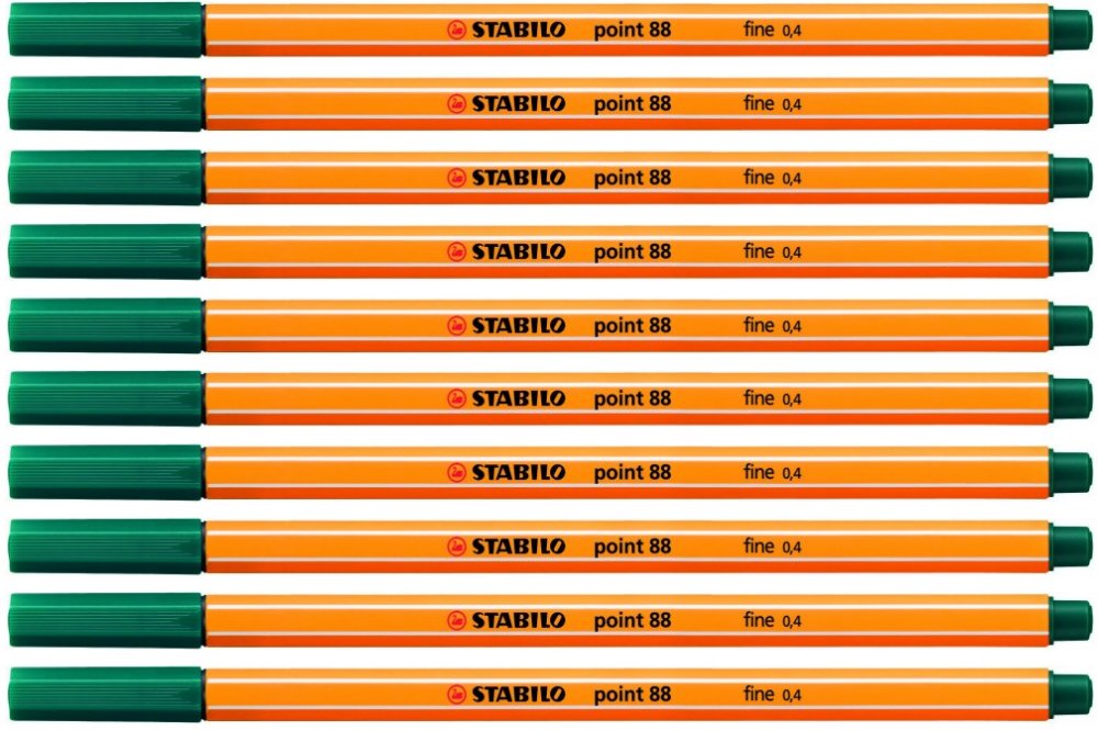 10x cienkopis Stabilo, Point 88, 0.4mm, ciemny zielony