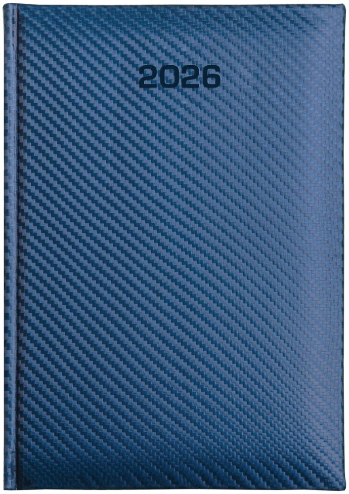 Kalendarz książkowy 2026, Udziałowiec, Carbon, A5, dzienny, 184 kartki, granatowy